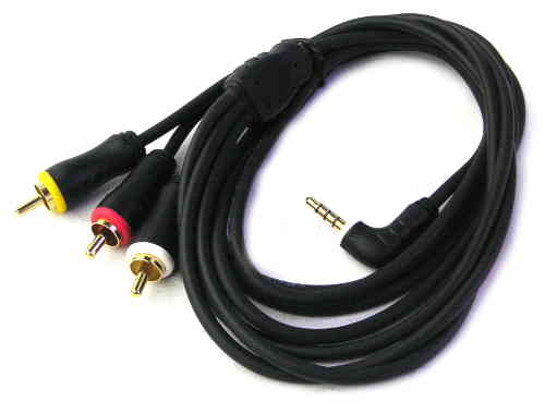 YX-1514 3.5mm 4 Pole Plug Right Angle to 3xRCA Plug Cable 1.8m
